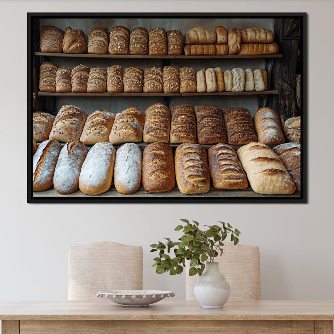 Rustic Bread Art Print, Bakery Kitchen Decor