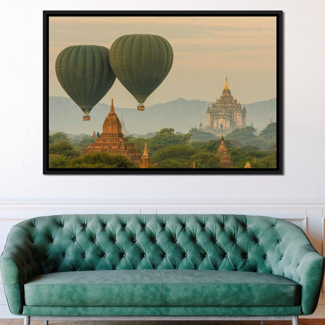 Hot Air Balloon Over Bagan Temples, Travel Poster - Image 2