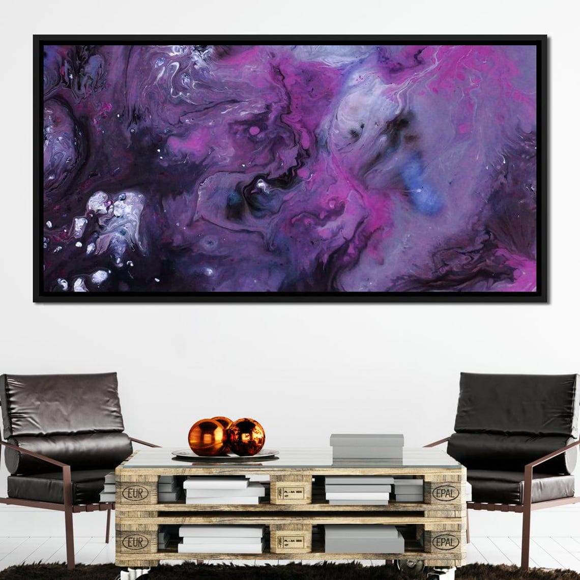 Purple Magenta Black Fluid Marble Abstract Statement Wall Art Poster - Image 2