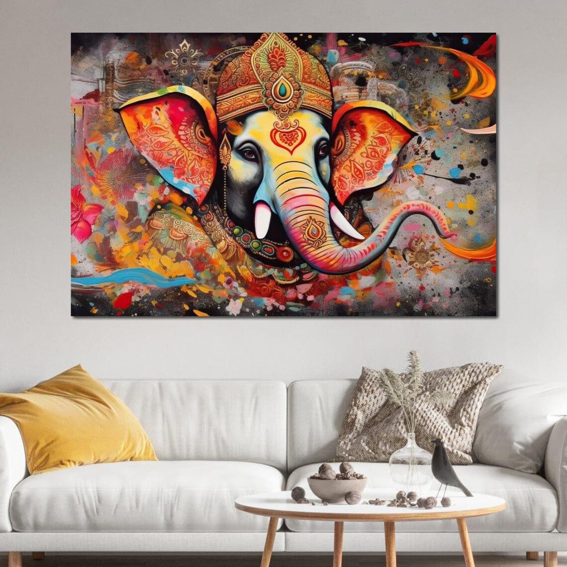Colorful Ganesha Hindu Elephant Deity Spiritual Vibrant Art Poster - Image 4