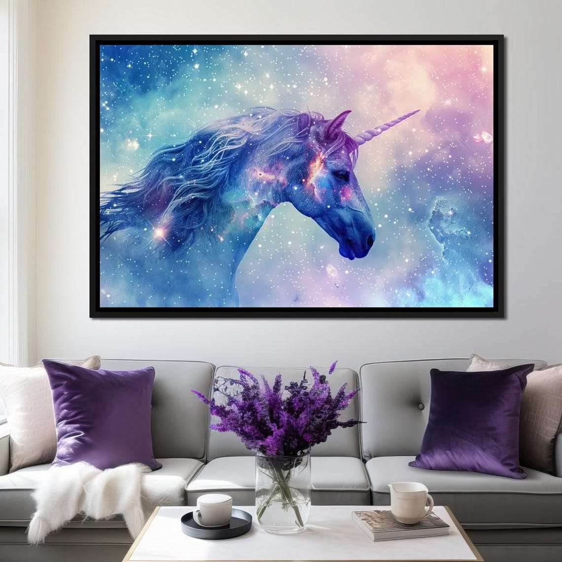 Cosmic Galaxy Unicorn Head Starry Nebula Dream Fantasy Wall Art - Image 4