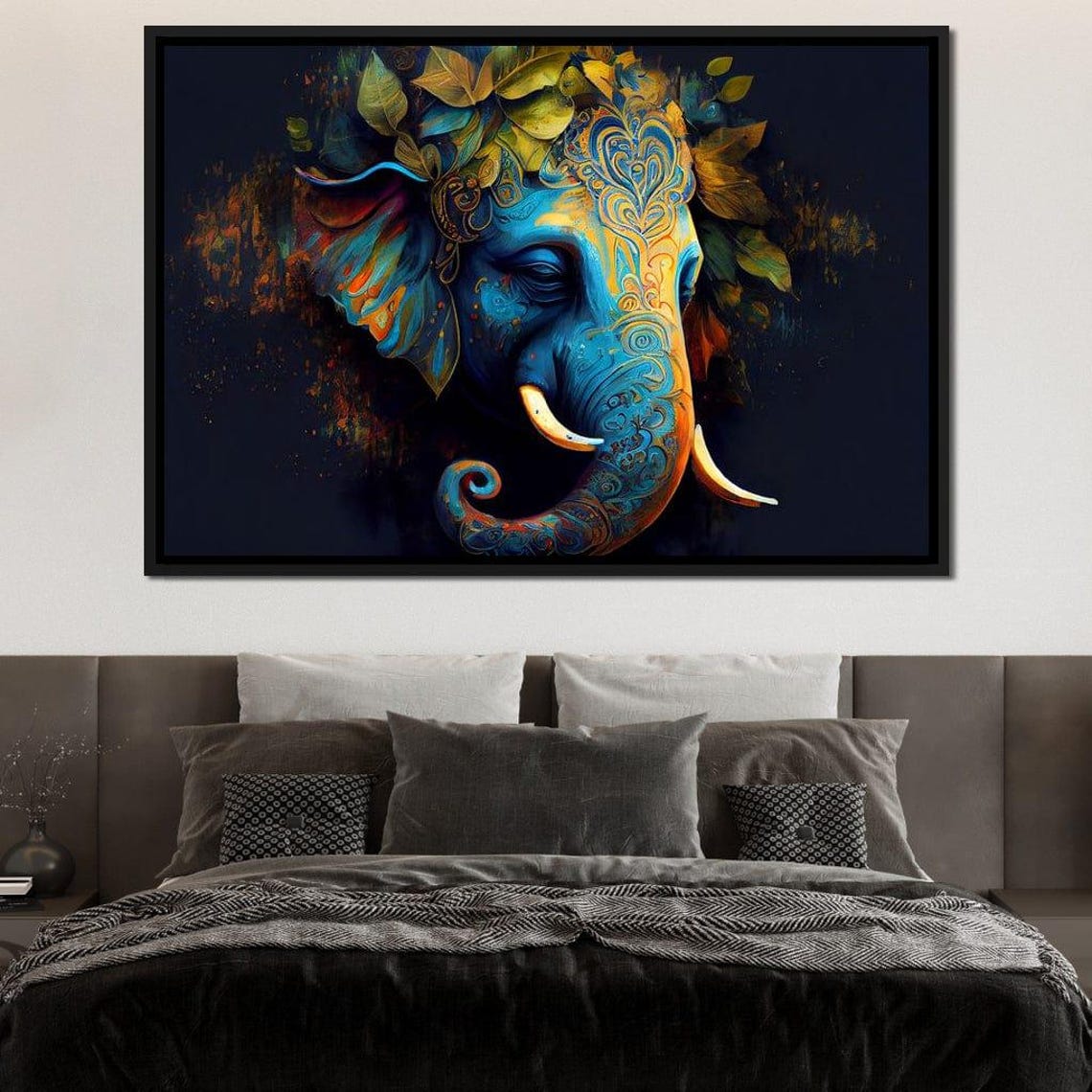 Vibrant Mehndi Elephant Rainbow Ornate Boho Wildlife Wall Art - Image 3