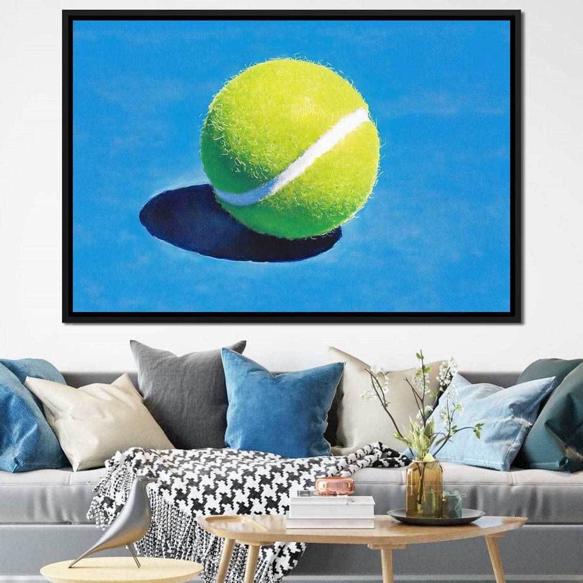 Tennis Ball Modern Home Decor Vibrant Sports Art Green Blue Wall Art For Tennis Lovers By Nichecanvas - Image 2