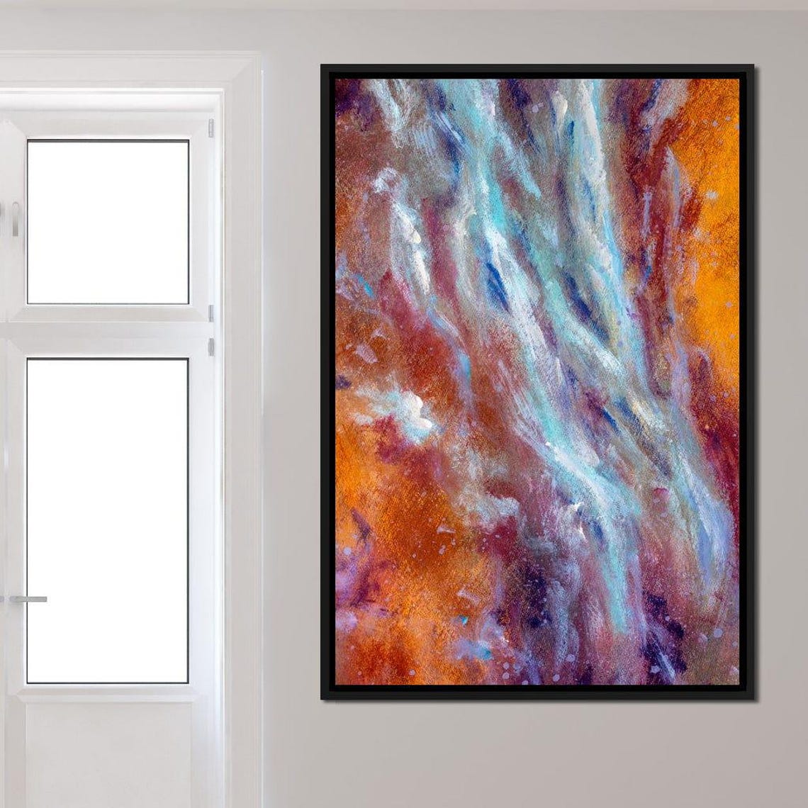 Multicolor Fluid Abstract Vertical Wall Art Orange Purple Turquoise - Image 2