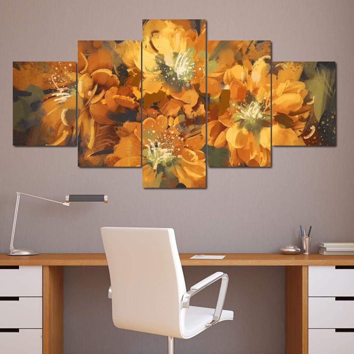 Golden Orange Impressionist Flower Blossoms Warm Canvas Bloom Poster - Image 4