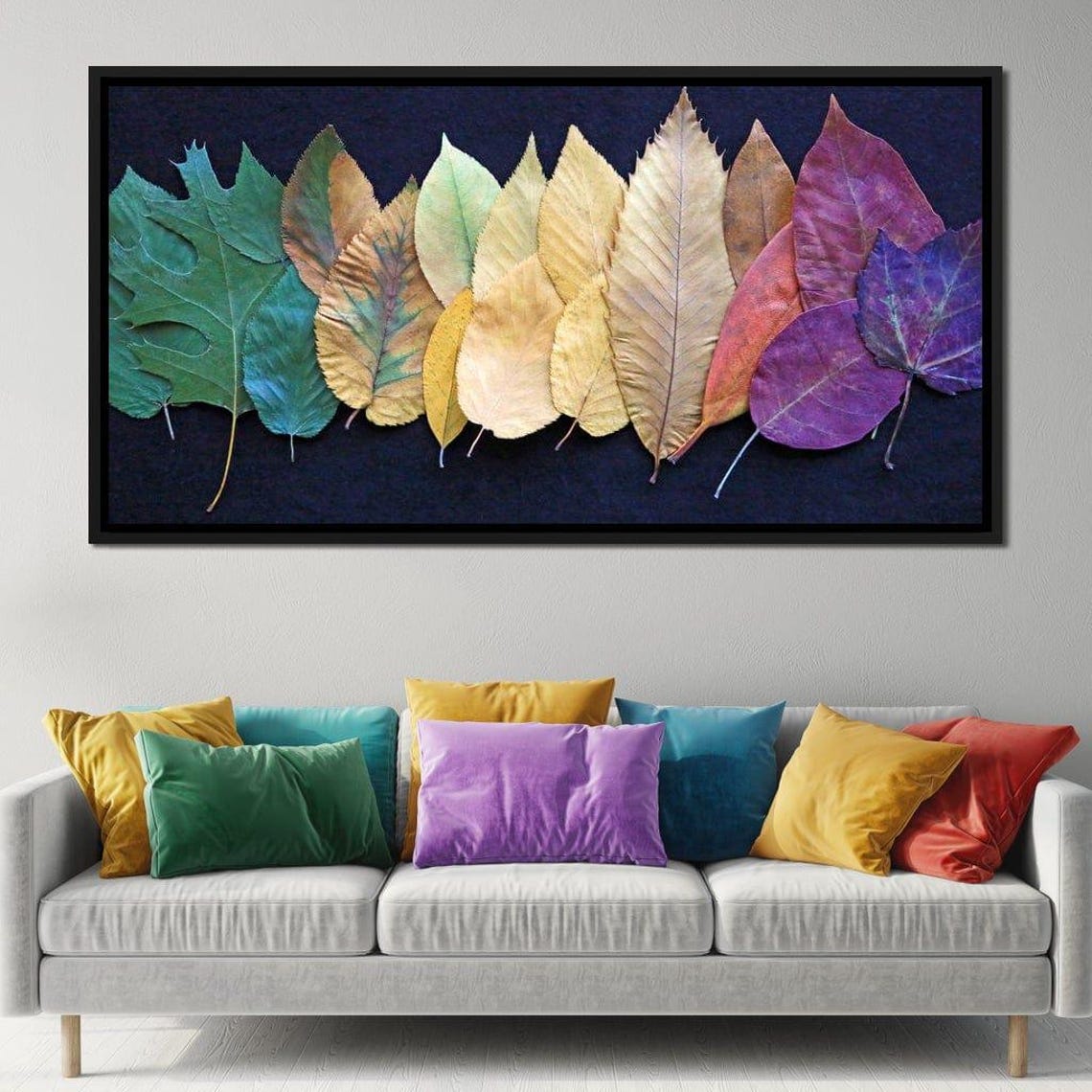 Colorful Autumn Leaves Spectrum Dark Background Botanical Wall Poster - Image 2