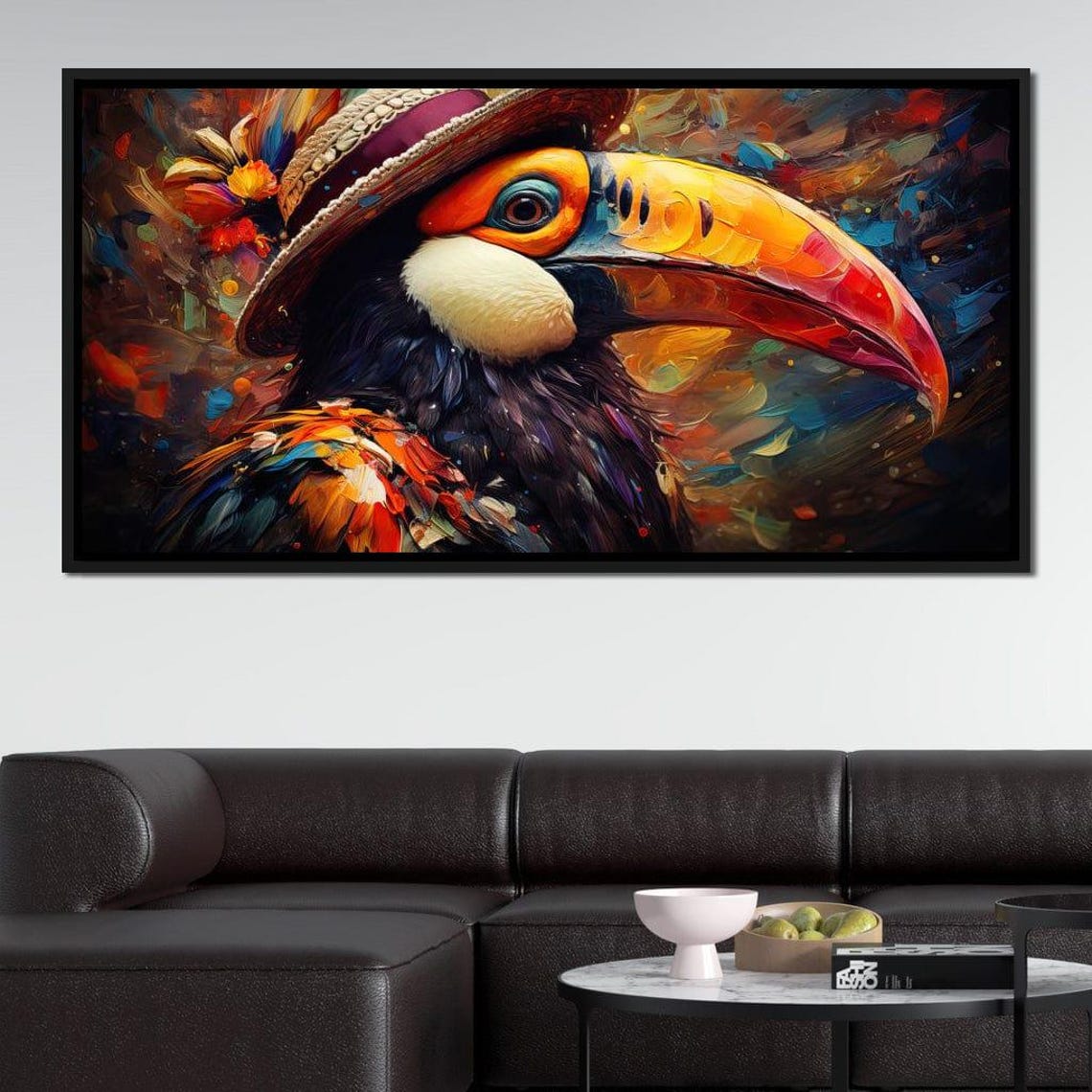 Colorful Toucan Straw Hat Large Beak Vibrant Tropical Bird Art Poster - Image 3