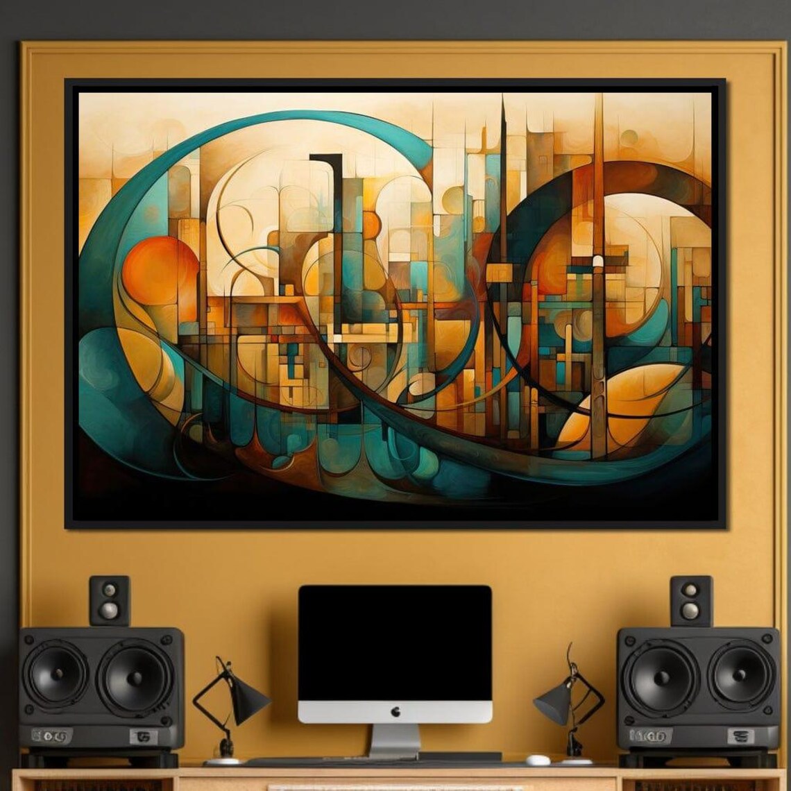Divine Brushstrokes Of Orange And Teal Abstract Wall Art Multi Panel Modern Home Decor Vibrant Colors By Nichecanvas - Image 4