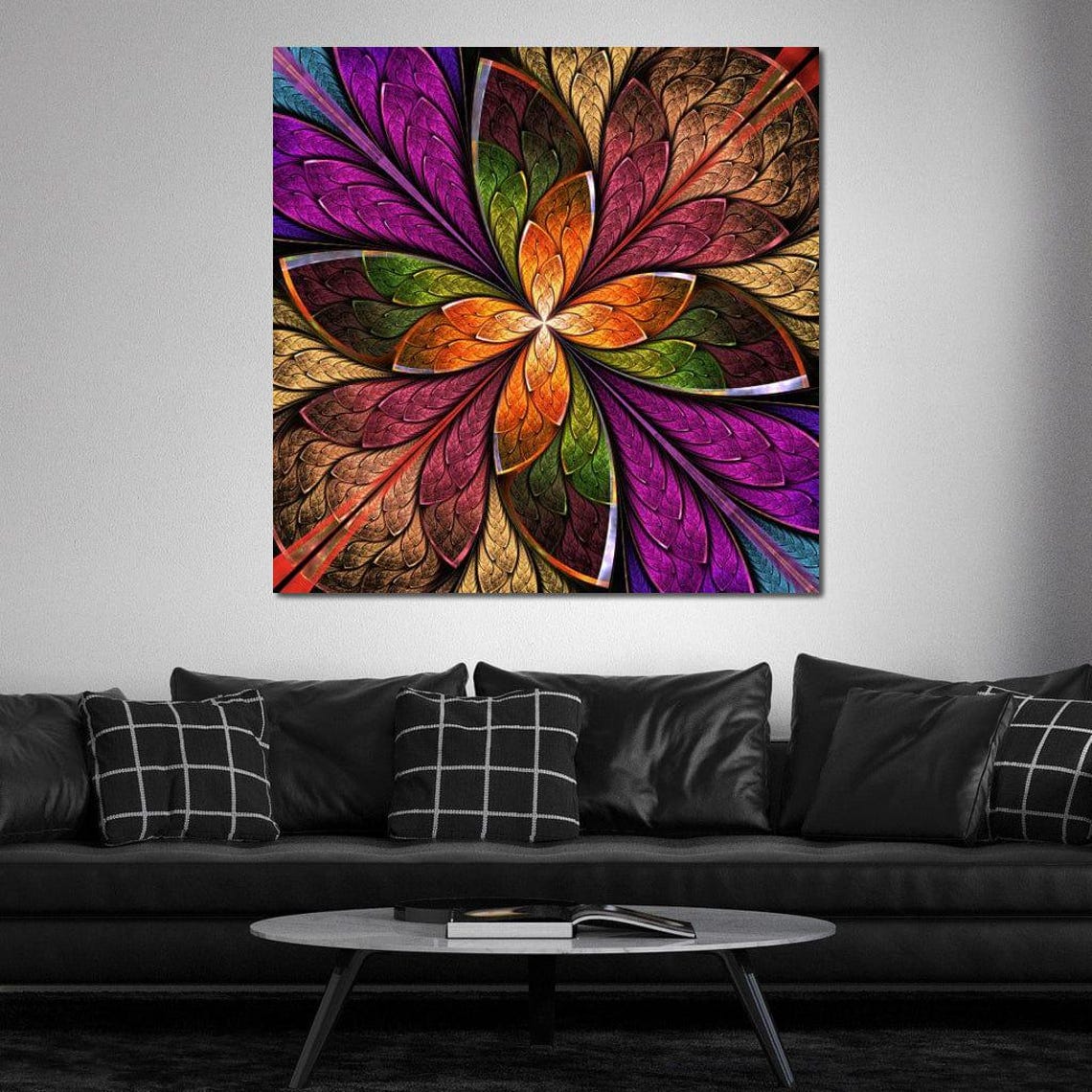 Multicolor Fractal Flower Mandala Abstract Modern Art Wall Art Poster - Image 2