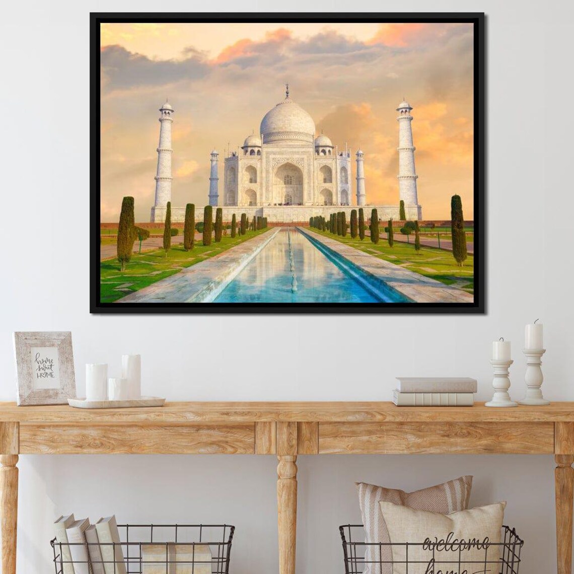 Taj Mahal India Golden Hour Reflection Pool Mughal Travel Poster - Image 2