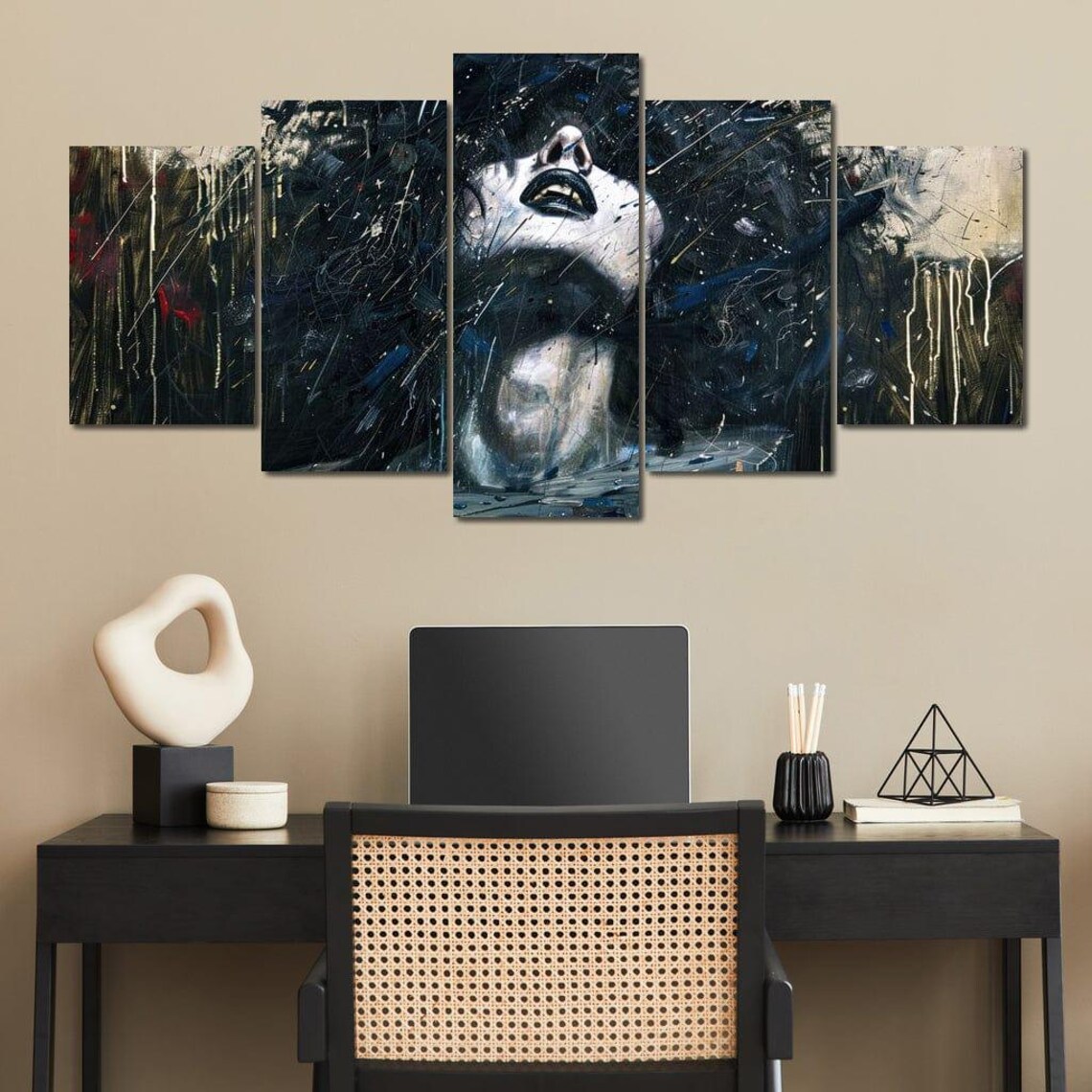 Expressive Woman Portrait Black Grey Abstract Painted Dark Dramatic Poster - Image 3