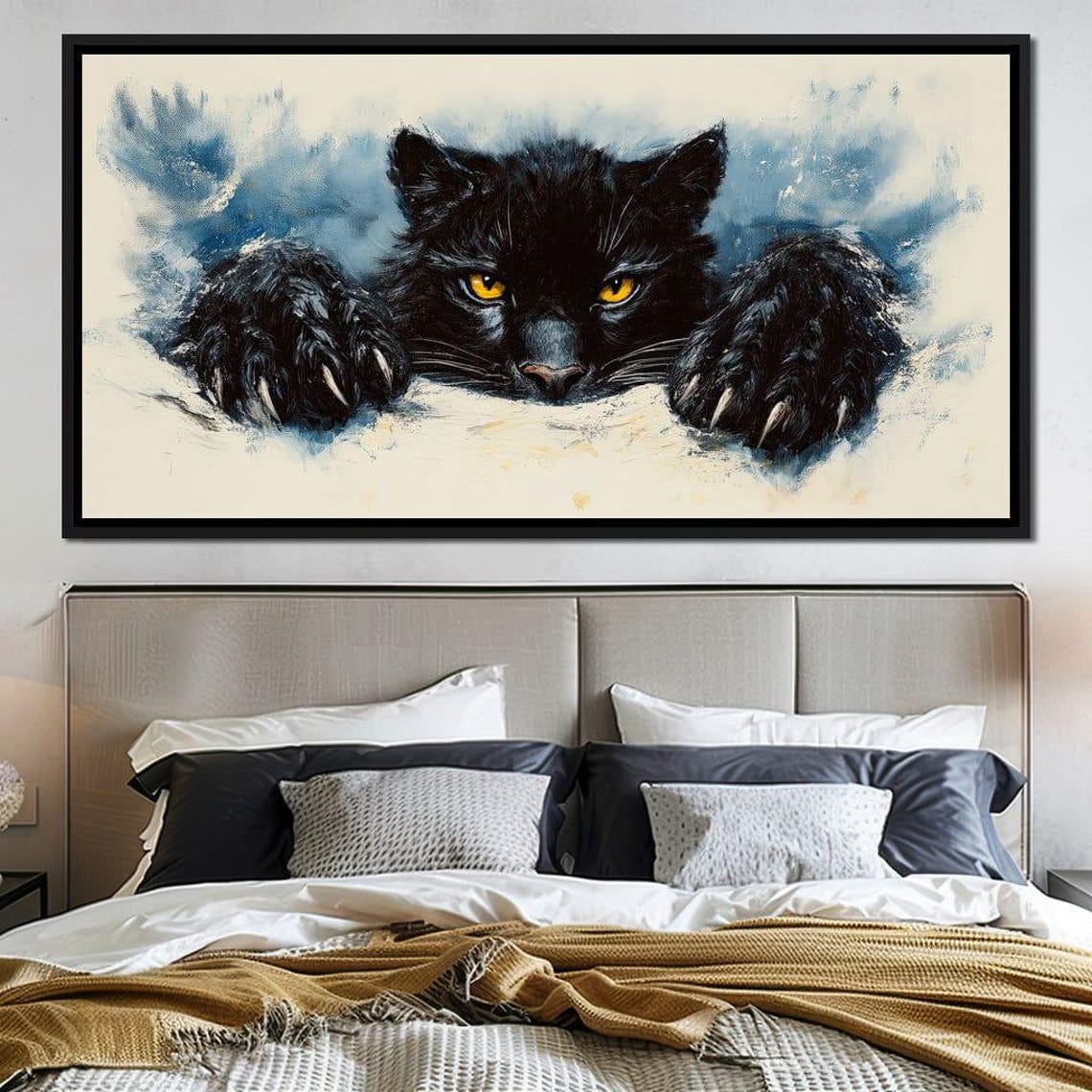 Fierce Black Panther Snow Watercolor Portrait Framed Wildcat Wall Art - Image 3