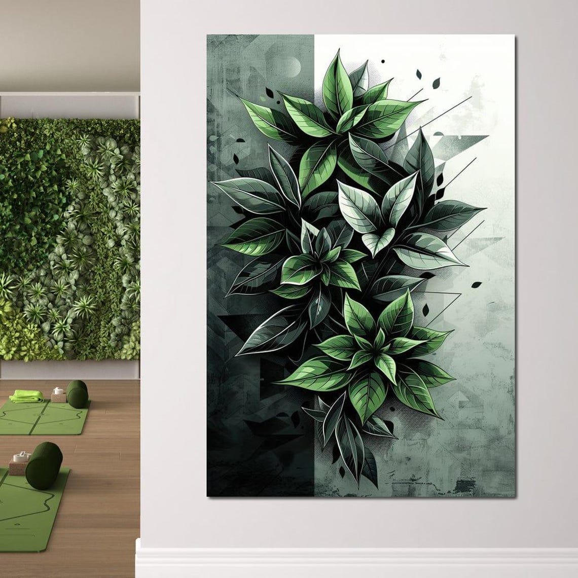 Emerald Green Leaves Modern Botanical Moody Dark Leaf Wall Art Poster - Image 2