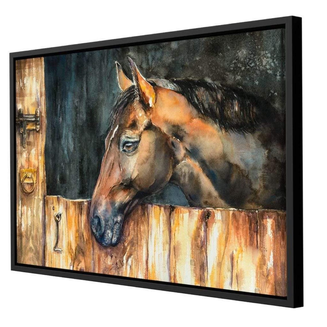 Horse In The Stable Rustic Farmhouse Wall Art Horse Decor Equine Painting Barn Style Oil Painting Animal Portrait By Nichecanvas - Image 2