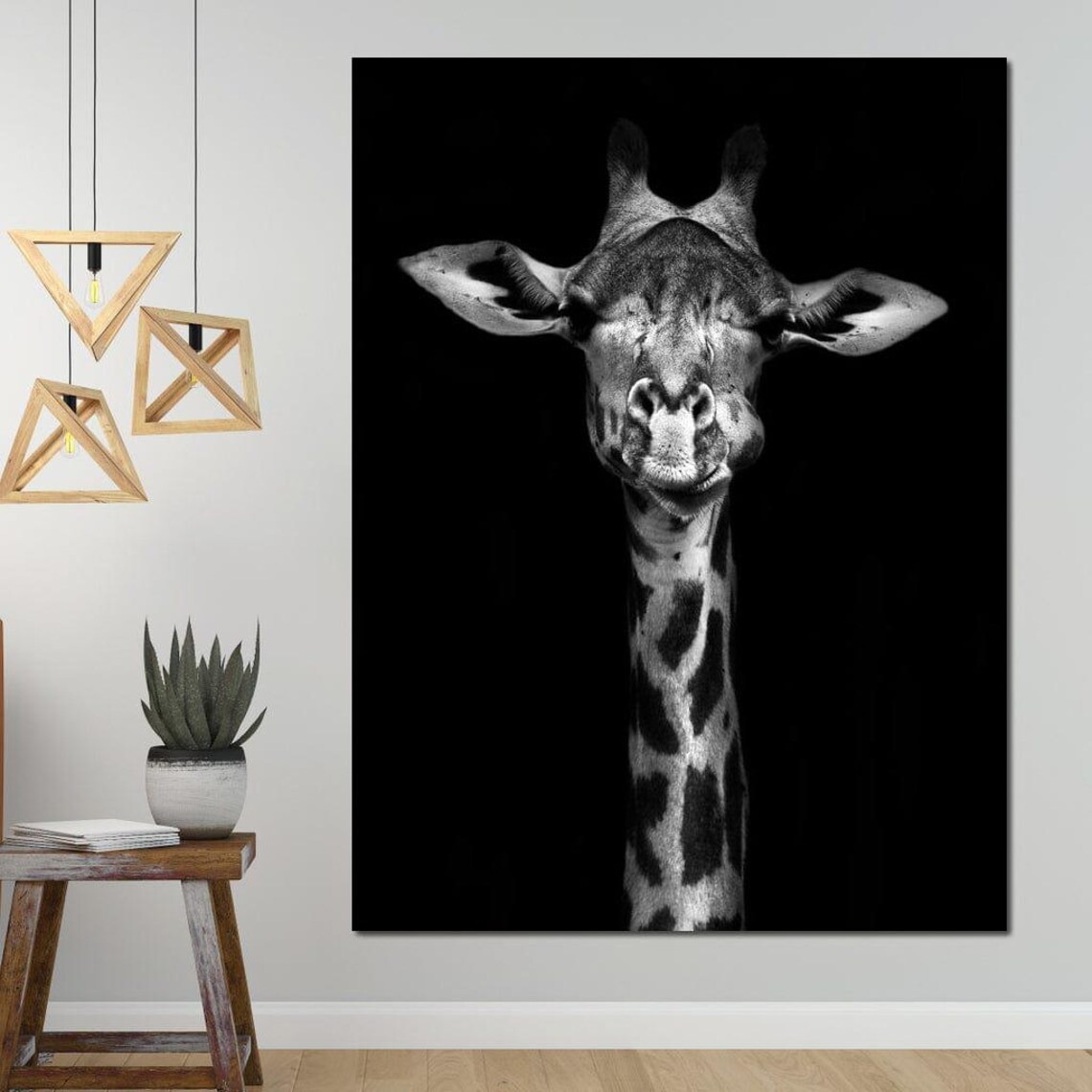 Black And White Giraffe Portrait Monochrome Safari Minimalist Art Poster - Image 3