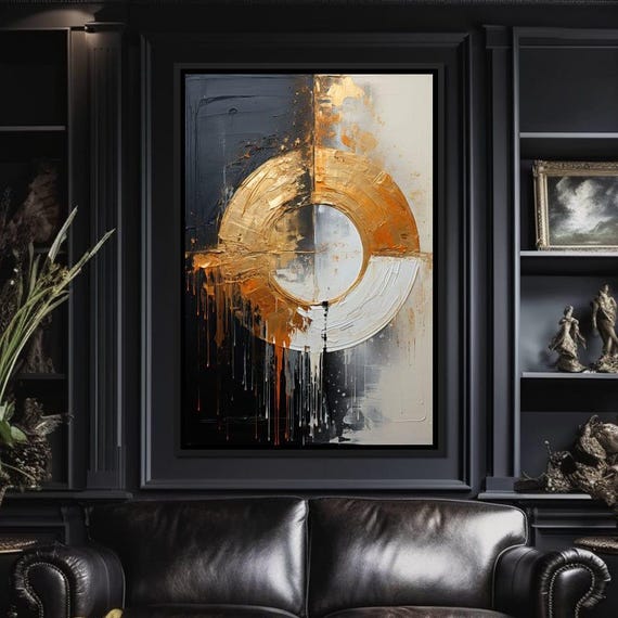 Abyssal Echoes In Gold Abstract Tanni Cylon Gold Wall Art Geometric Modern Decor Luxurious Centerpiece By Nichecanvas