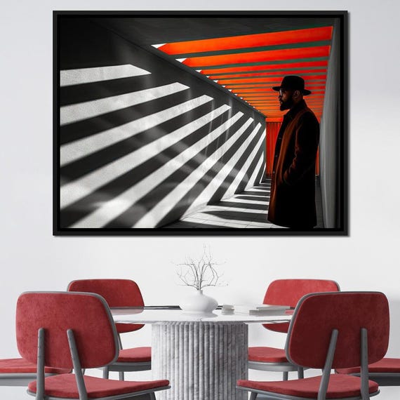 Shadows Of Urban Sunrise Abstract Wall Art Bold Colors Minimalist Design Modern Decor Geometric Art Warm Tones By Nichecanvas