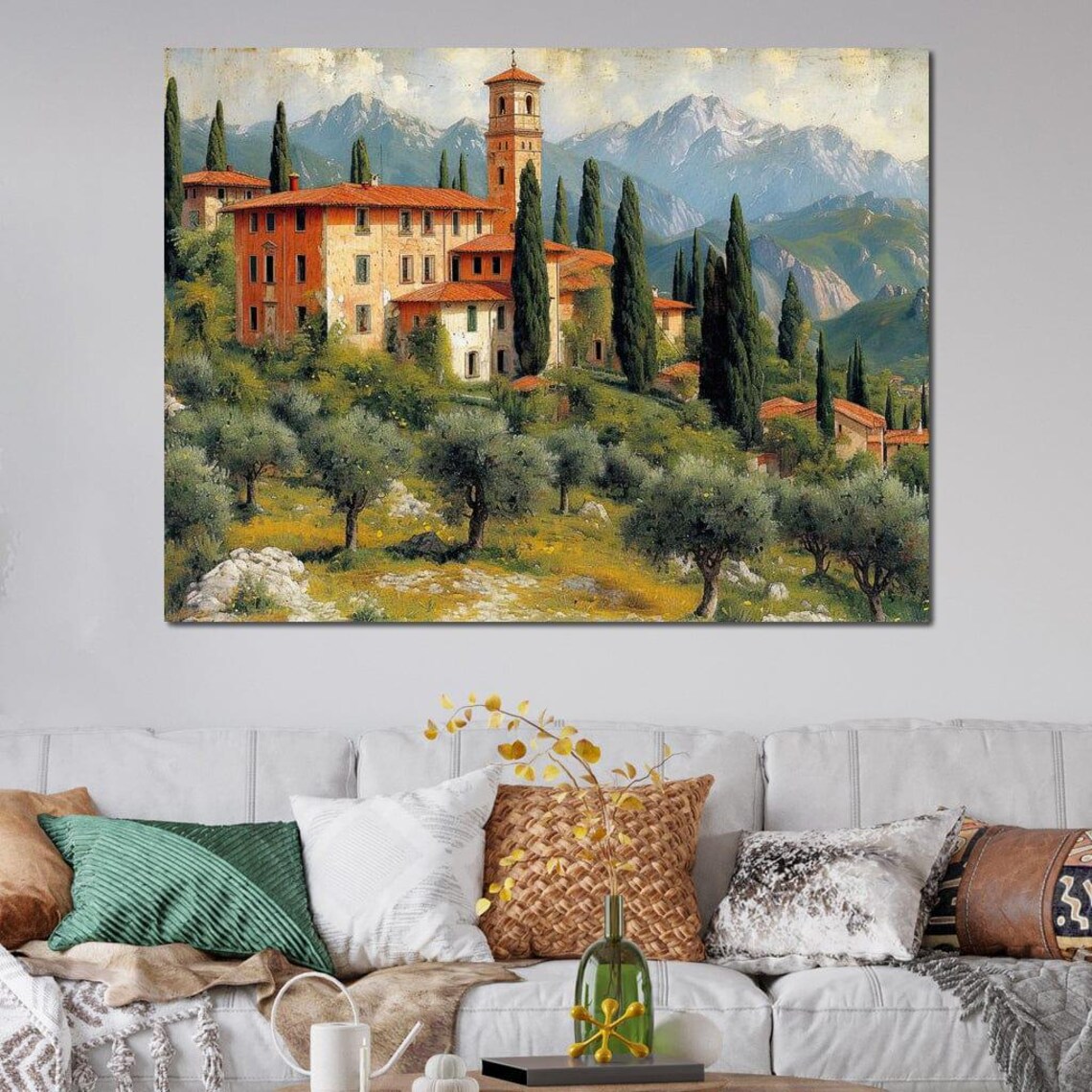Tuscan Villa Hillside Terracotta Roofs Bell Tower Cypress Italy Poster - Image 3