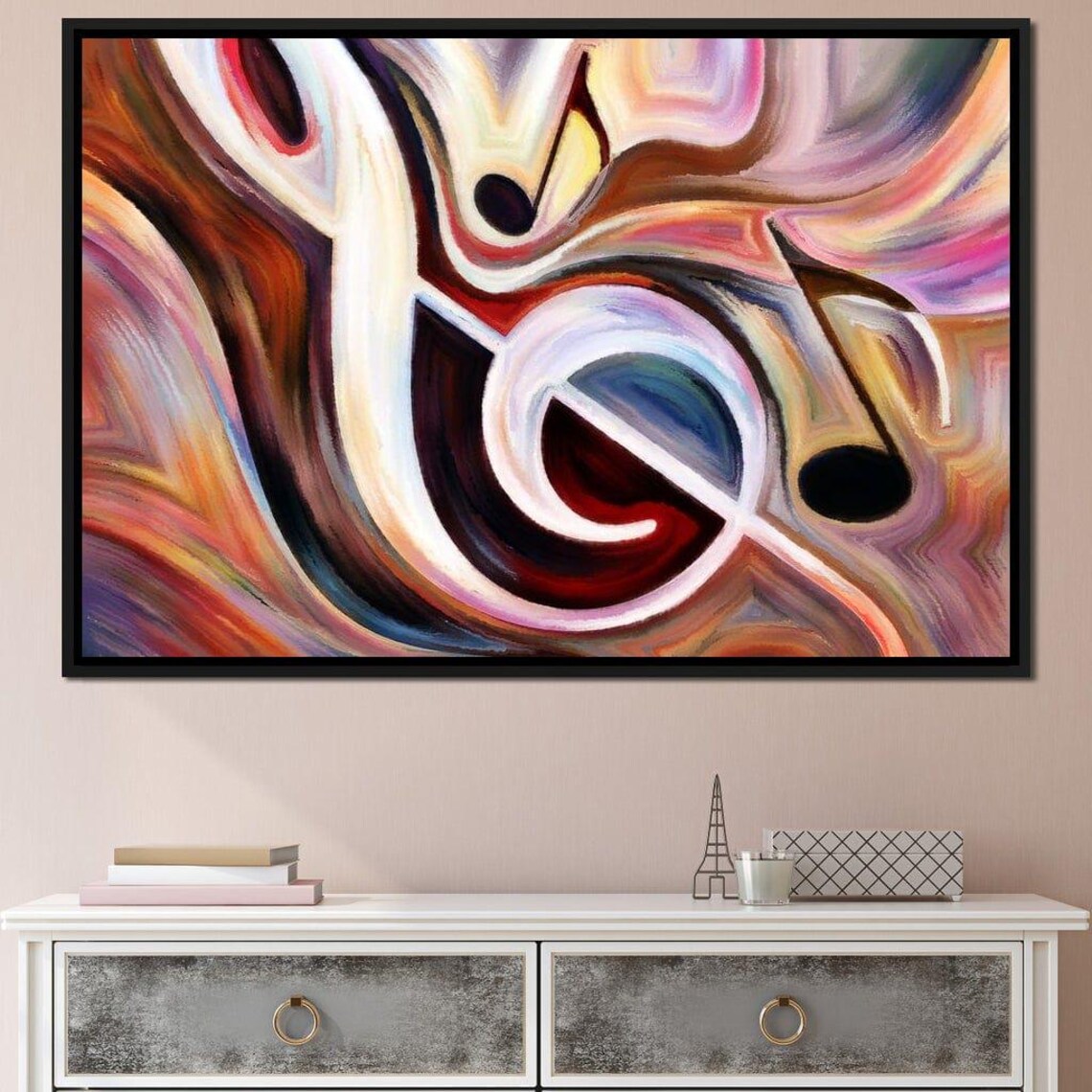 Abstract Music Notes Treble Clef Swirling Colors Modern Melody Art Poster - Image 2