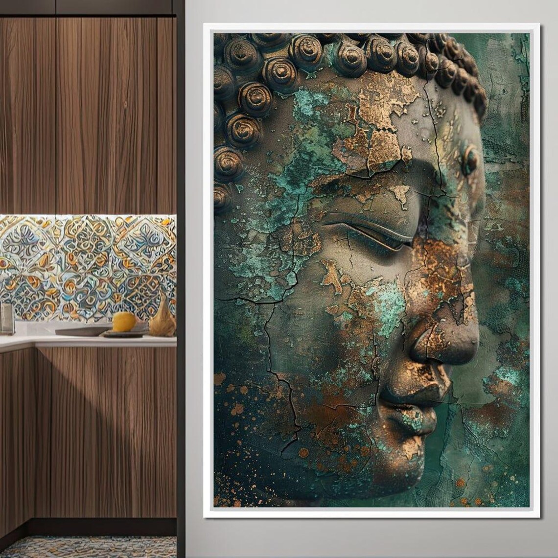 Ancient Tranquility Buddha Heritage Art Print, Rustic Zen - Image 2