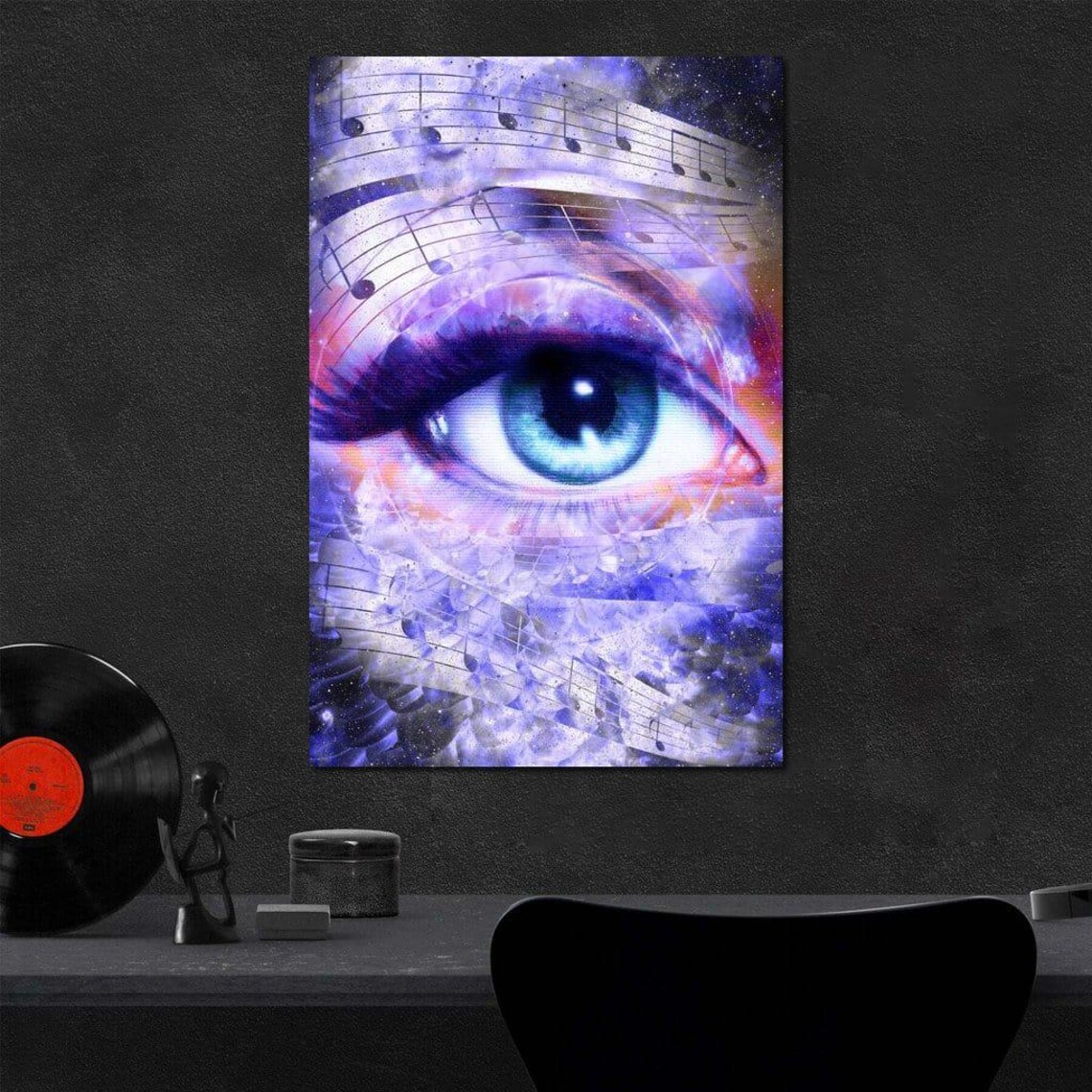 Musical Eye Abstract Sheet Music Purple Blue Fantasy Music Art Wall Poster - Image 2