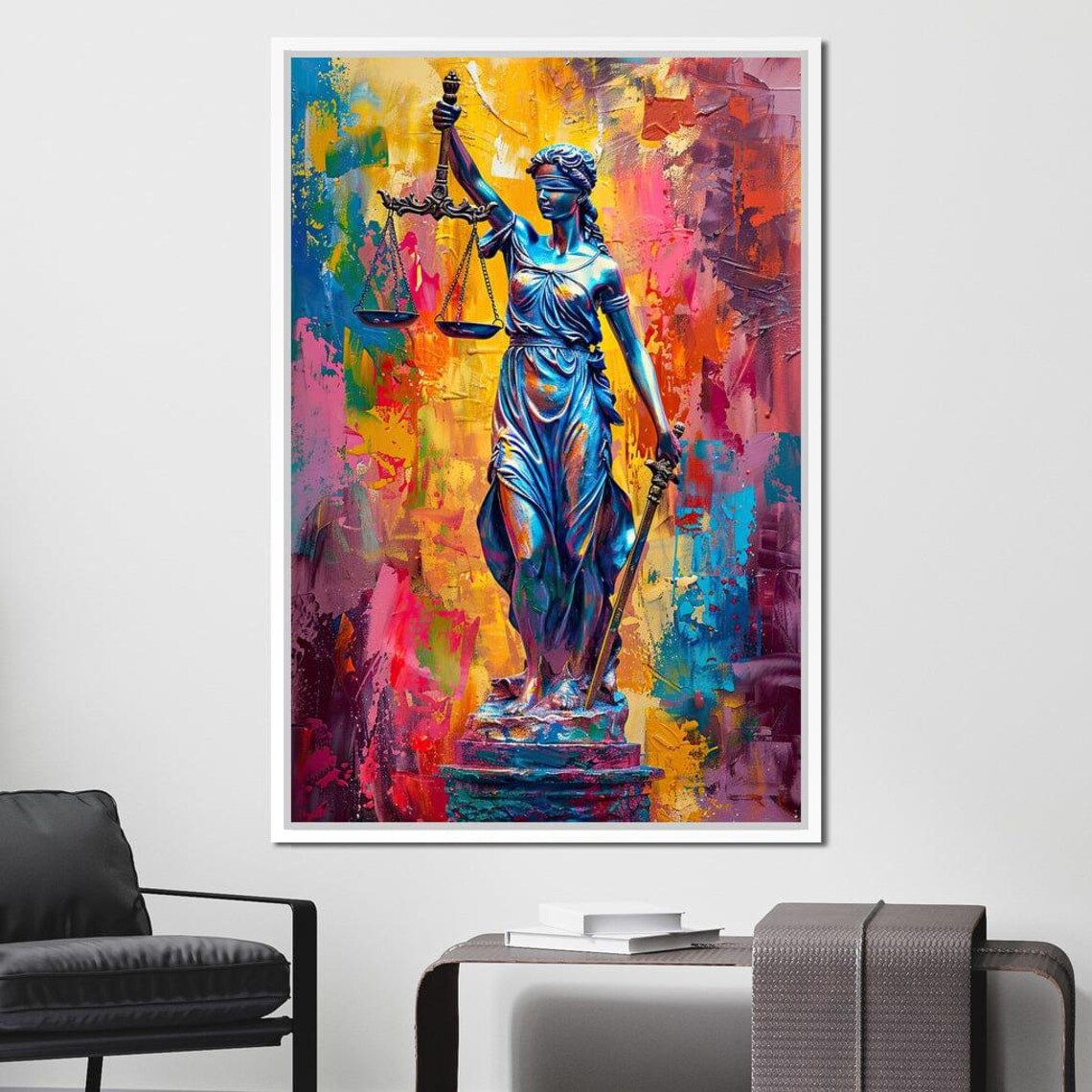 Lady Justice Statue Scales Colorful Vibrant Abstract Legal Office Art Print - Image 3