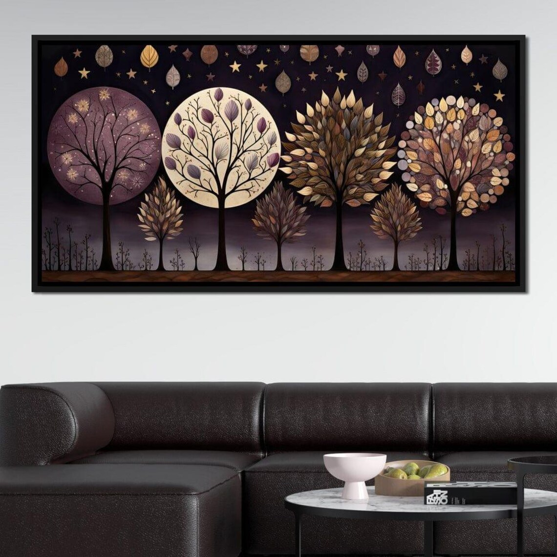 Violet Forest Autumn Trees, Botanical Art Print - Image 3