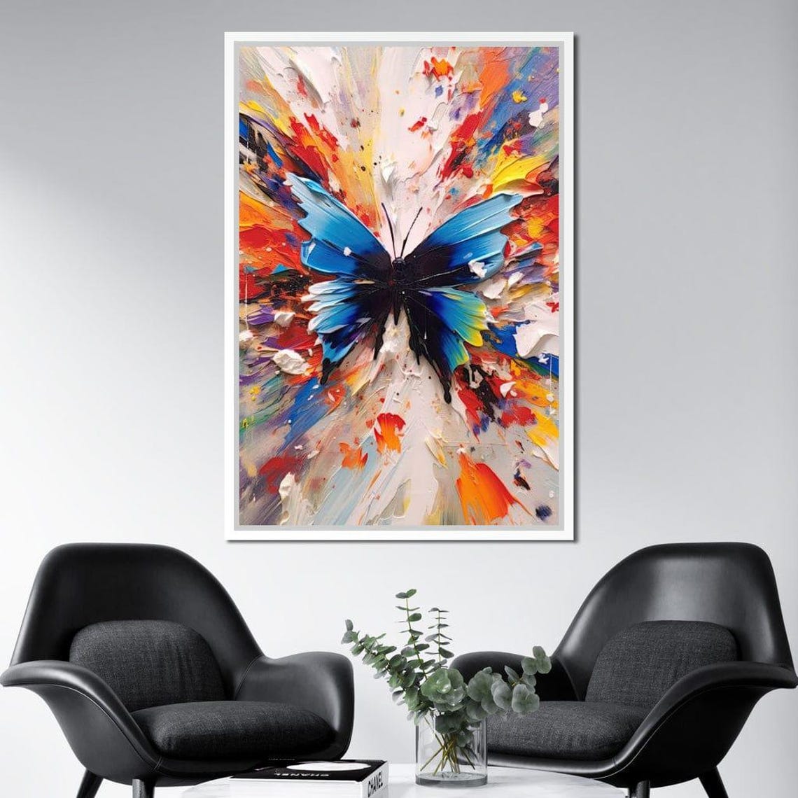 Blue Morpho Butterfly Vivid Colorful Abstract Splash Artwork Poster - Image 4