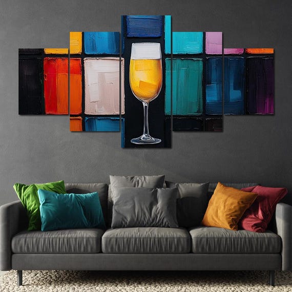 Diverse Palette Harmony Beerglass Modern Wall Art Vibrant Home Decor Colorful Abstract Design Bar Art By Nichecanvas