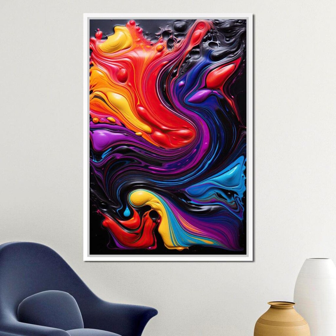 Twilight Abyss Abstract Swirl, Modern Art Print - Image 4