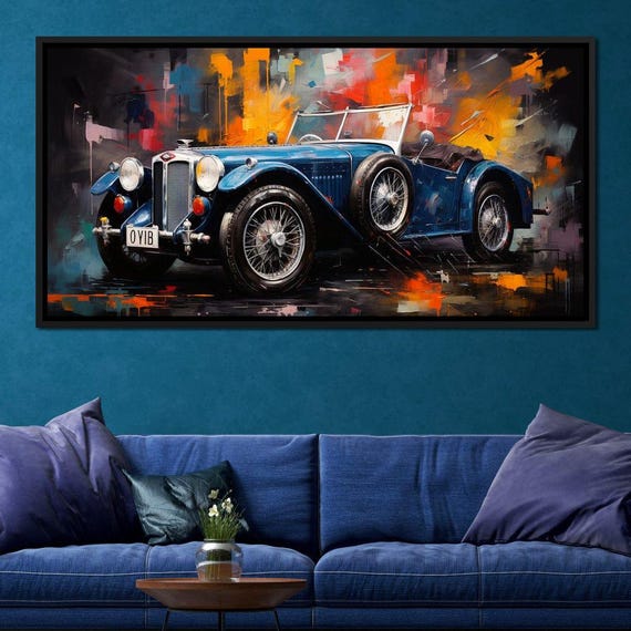 Classic Roadster Riderart Retro Car Home Decor Vintage Car Print Bold Color Art For Car Enthusiasts By Nichecanvas