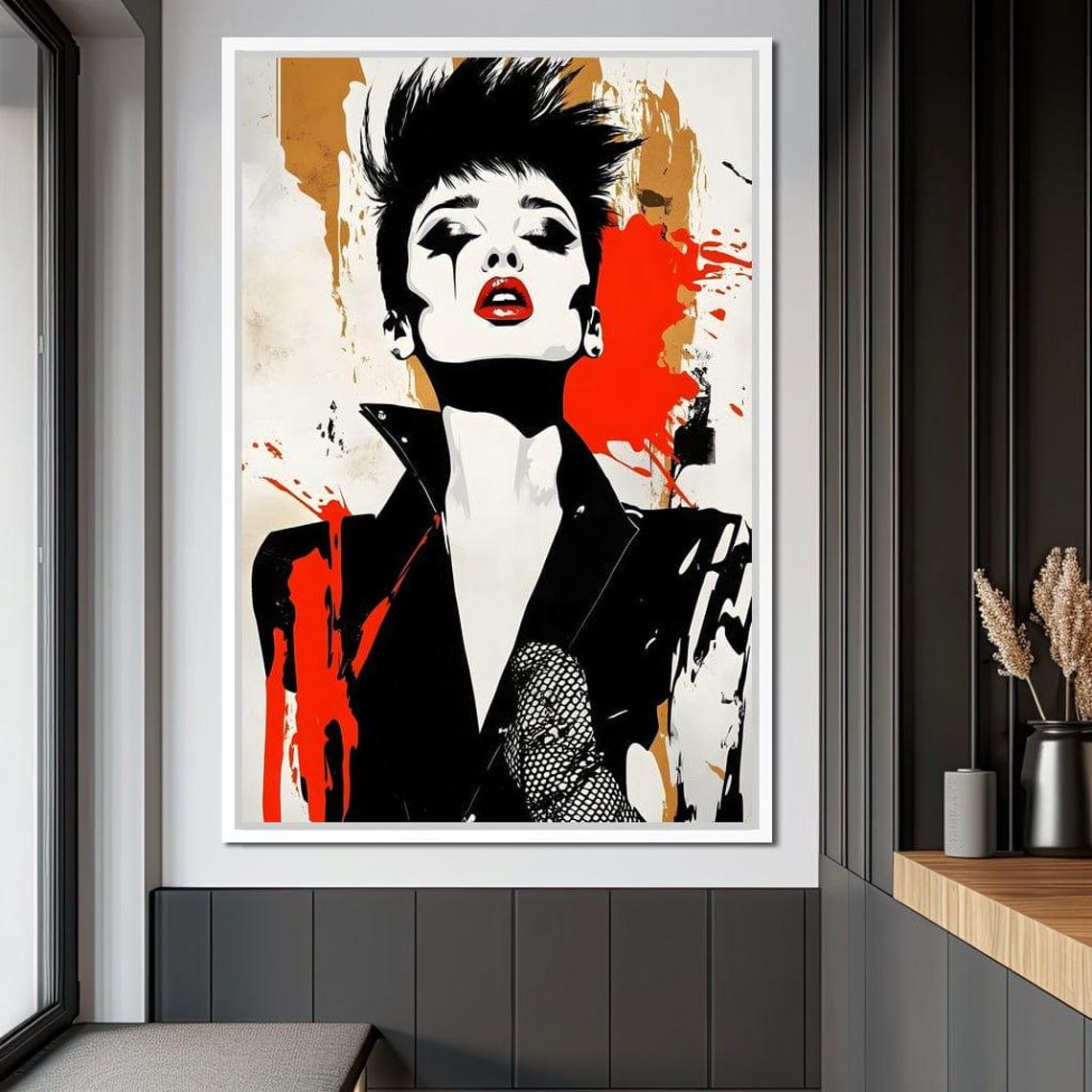 Rebel Expression Unleashed Bold Urban Art Goth Aesthetic Edgy Portrait Modern Home Decor Statement Piece By Nichecanvas - Image 2