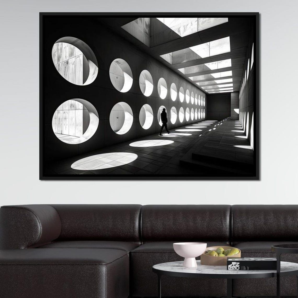 Circular Window Corridor Lone Figure Dramatic Light Minimalist Poster - Image 4