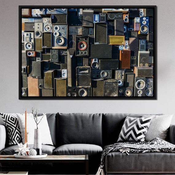 Vintage Speaker Wall Collage Retro Sound System Audiophile Music Room Poster