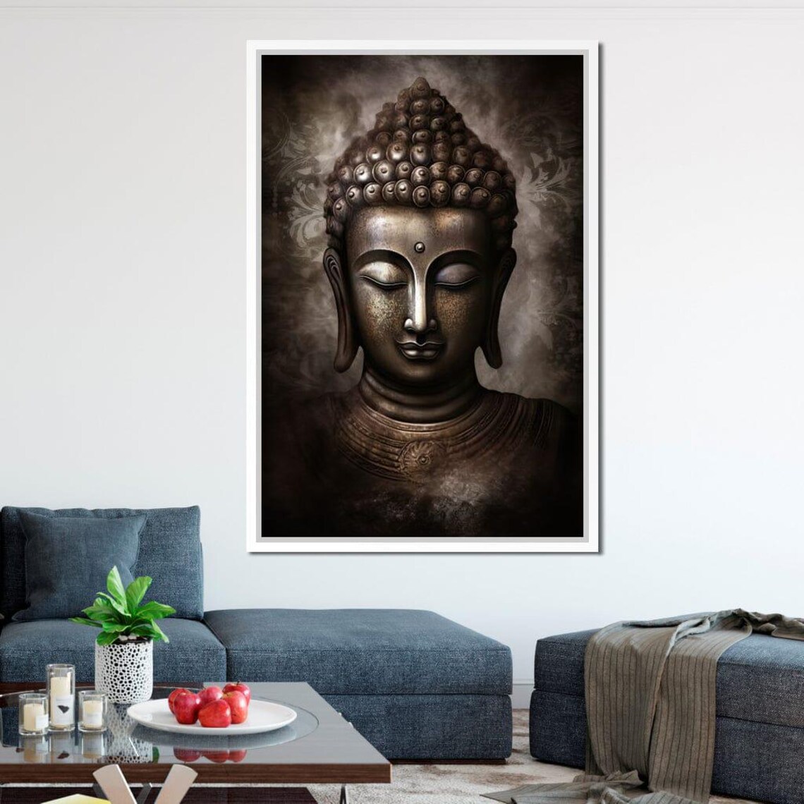 Bronze Buddha Head Smoky Dark Meditation Zen Spiritual Wall Art Poster - Image 2
