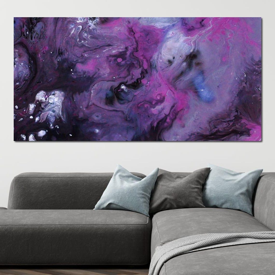 Purple Magenta Black Fluid Marble Abstract Statement Wall Art Poster - Image 3