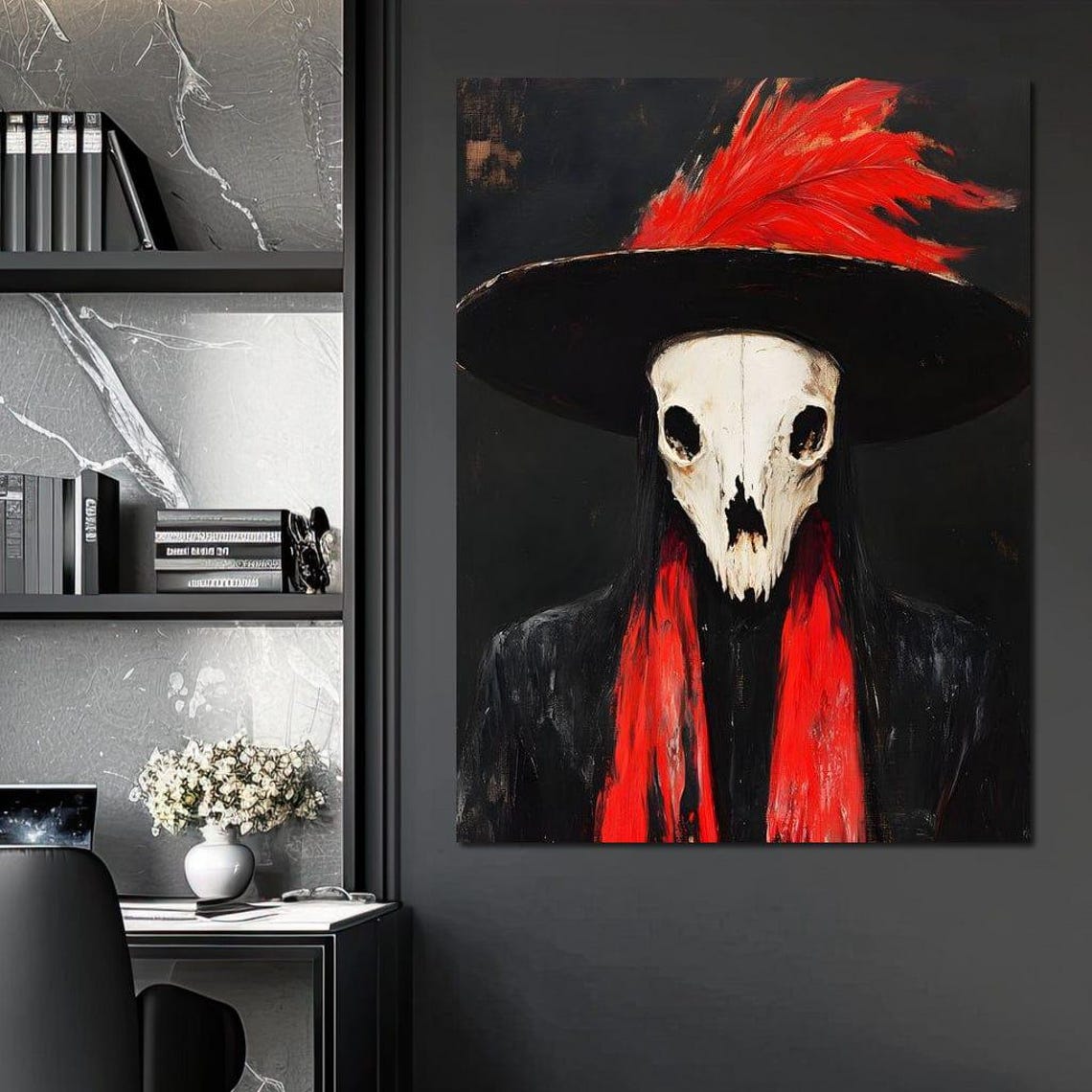Enigmatic Shadowscape Essence Gothic Skull Home Decor Dark Fantasy Art Eerie Wall Decor By Nichecanvas - Image 2