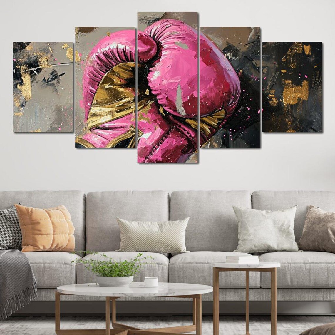 Pink Boxing Glove Gold Black Glam Fight Feminine Sports Art Poster - Image 4