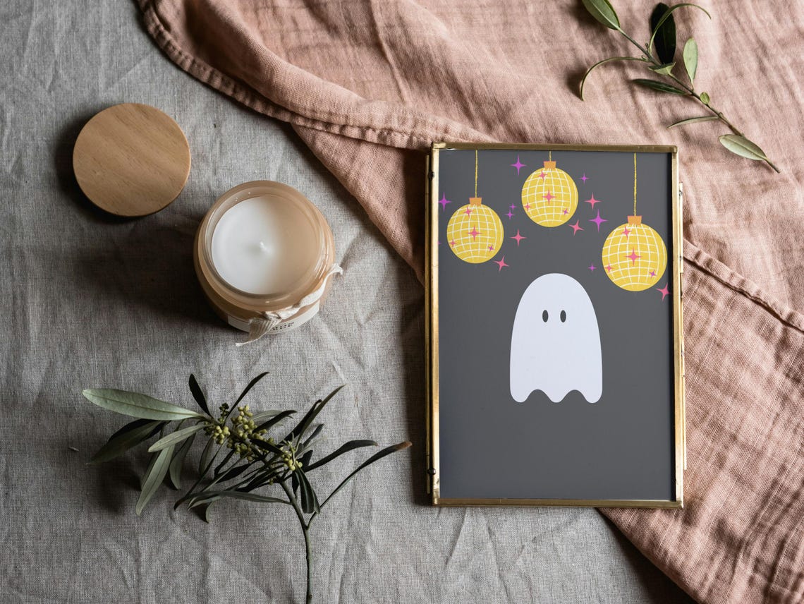 Disco Ghost Wall Print Halloween Print Home Decor Cute Art Housewarming Gifts Bedroom Poster - Image 3