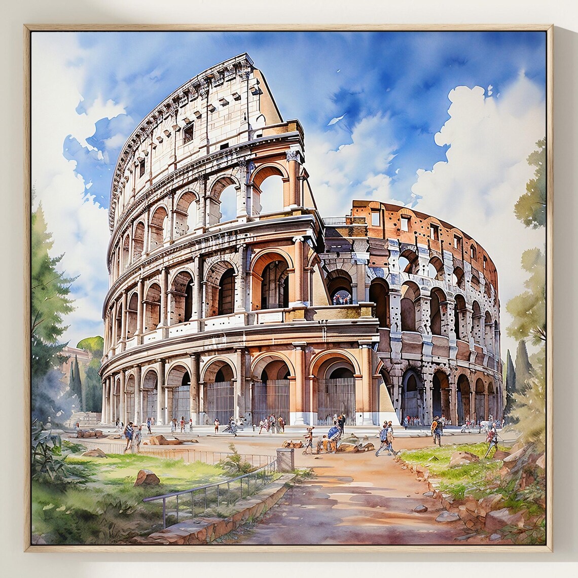 Colosseum Rome Art Print, Italy Architecture Sketch