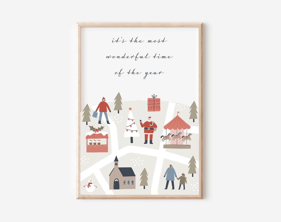 It's the Most Wonderful Time of the Year Village Map Christmas Poster