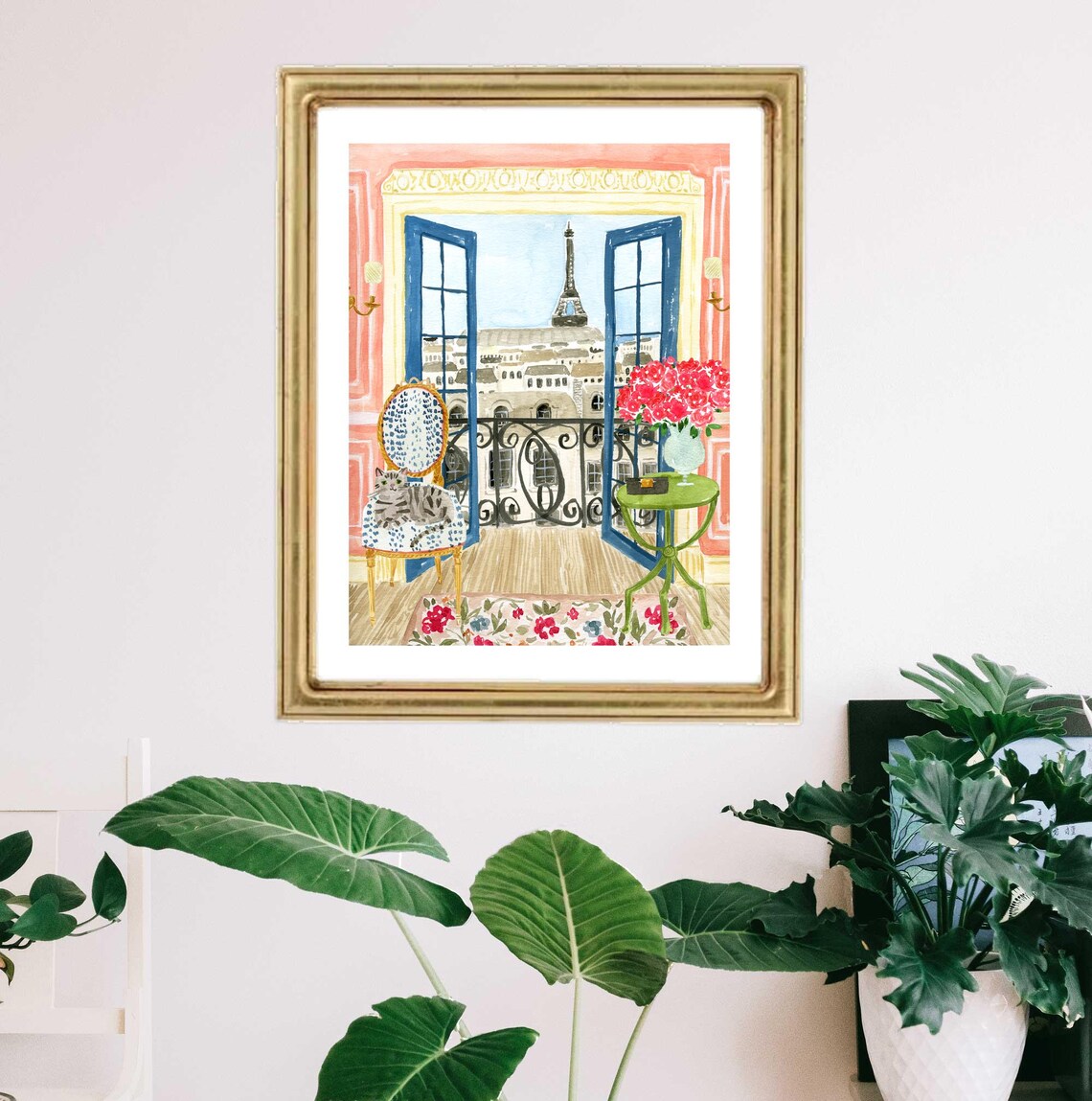 Cats In Paris And Eiffel Tower Travel Art Print - Image 2