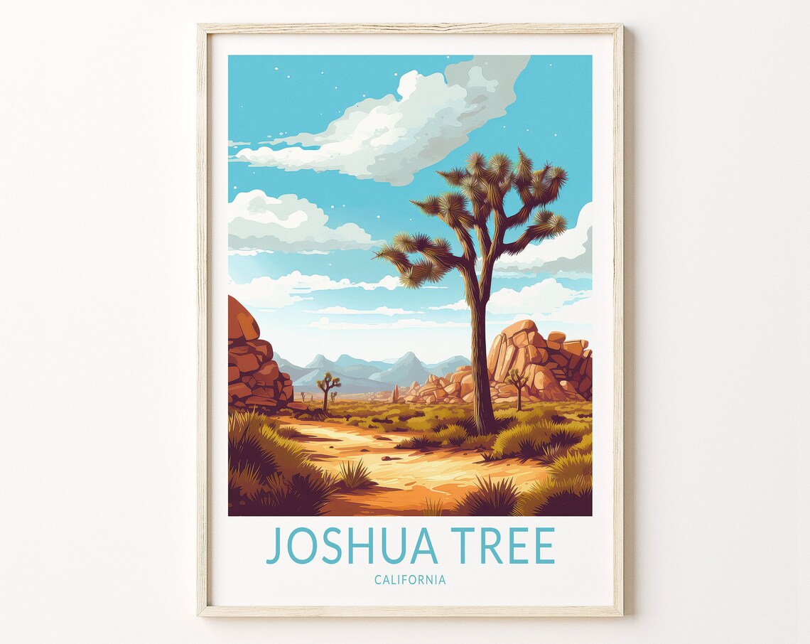 Joshua Tree California Travel Poster, National Park Art