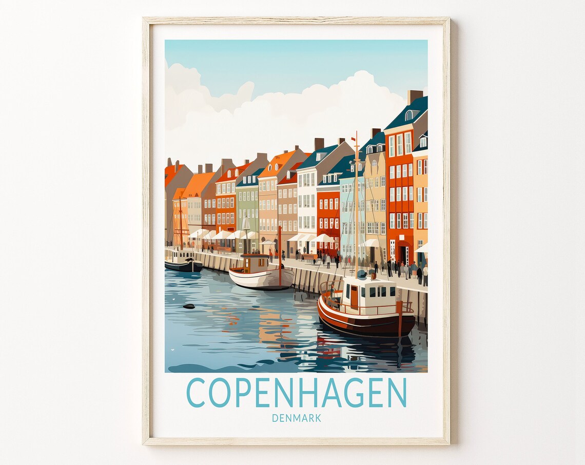 Copenhagen Denmark Travel Poster, Custom Travel Print