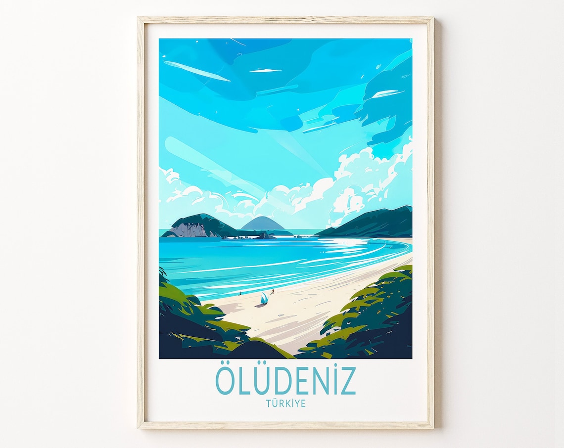 Oludeniz Turkiye Travel Poster Oludeniz Travel Poster Fethiye öLüdeniz Wall Art Decor Fethiye City Print Personalised Gift