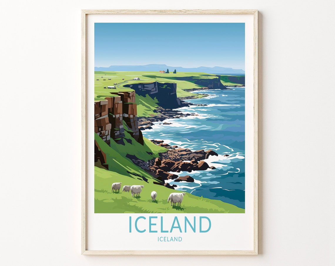 Iceland Travel Poster Wall Art Iceland Kirkjufell Reykjavk Poster Reykjavk Travel Wall Art Iceland Travel Wall Art Poster