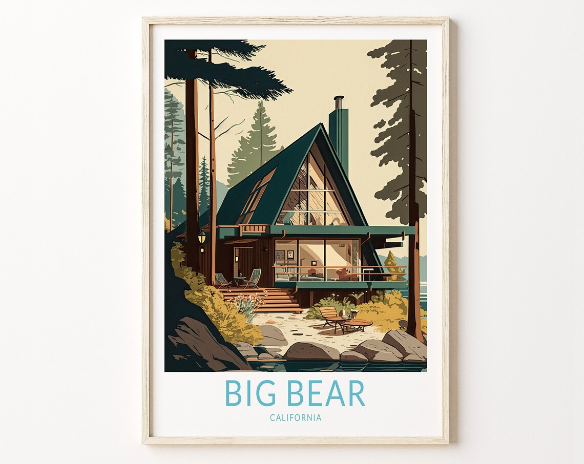 Big Bear Travel Poster, California Wall Art Print