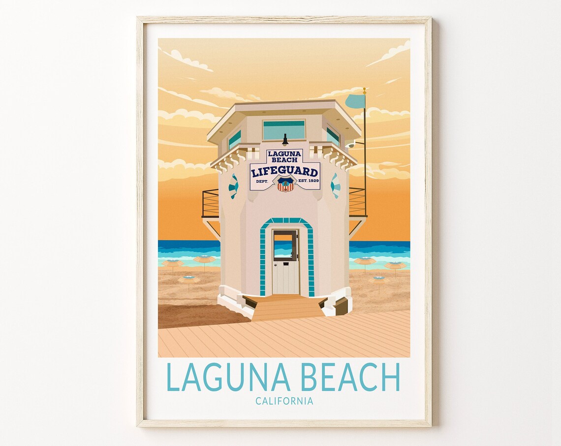 Laguna Beach Lifeguard Tower Travel Poster