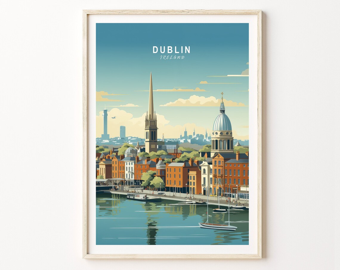 Dublin Ireland Travel Poster Print, Custom Travel