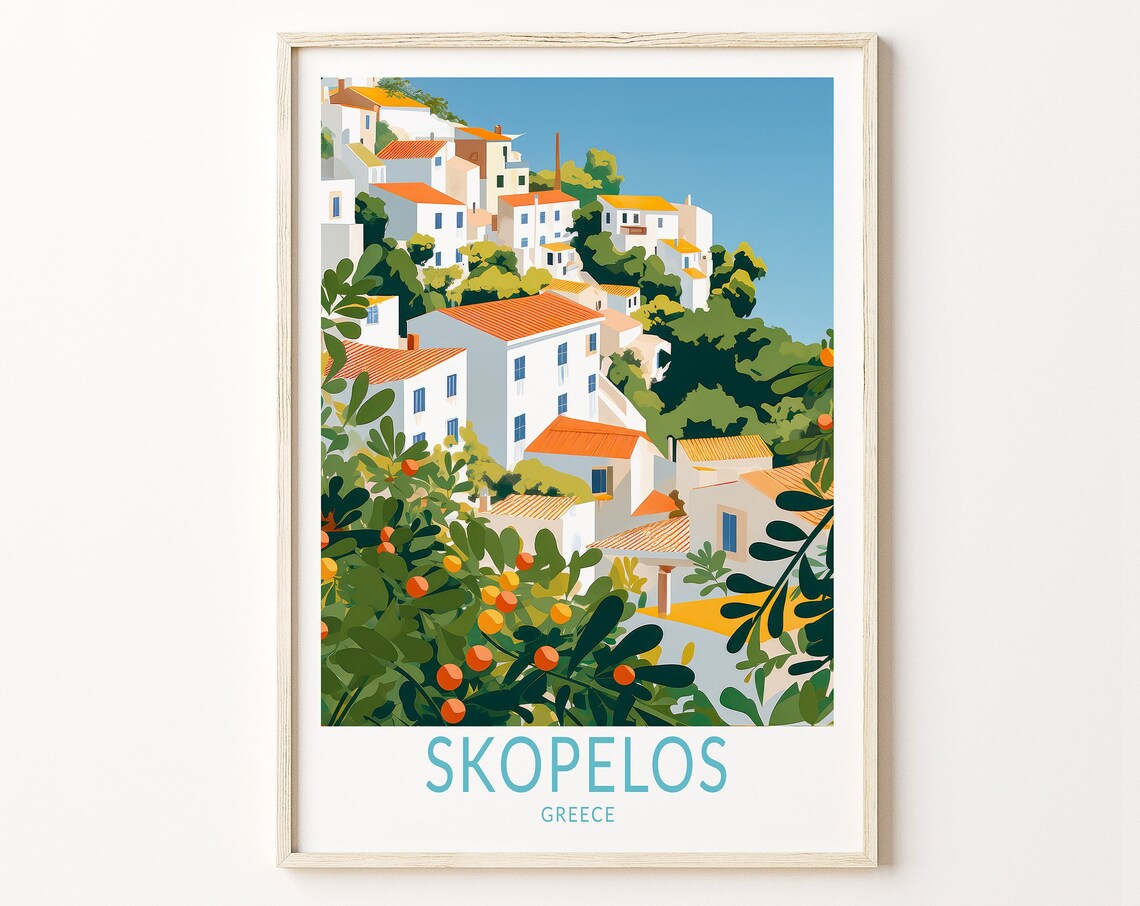 Skopelos Island Greece Travel Poster, Personalized